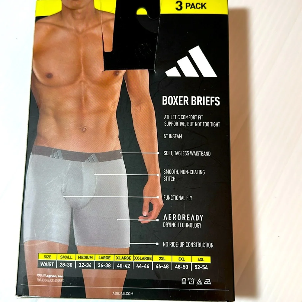 adidas 3-PK Microfiber Comfort Fit Boxer Briefs SM NWT